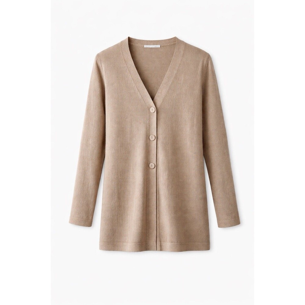 J.Jill Beige Button Front Cardigan Sweater XS Petite Lightweight Long Sleeve